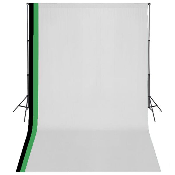 vidaXL Photo Studio Kit with 3 Cotton Backdrops Adjustable Frame 3x5m