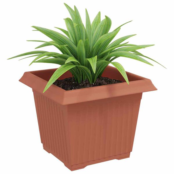 vidaXL Square Flower Pot 24 pcs Brick Red 23 x 23 x 17.5 cm Plastic