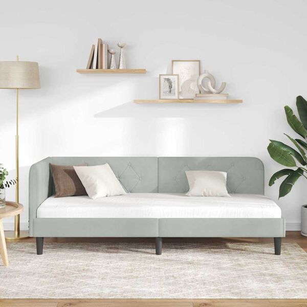 vidaXL Corner Bed Frame with Headboard Light Grey 80 x 200 cm Velvet