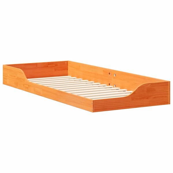 vidaXL Bed Frame Wax Brown 80 x 220 cm Solid Pine Wood