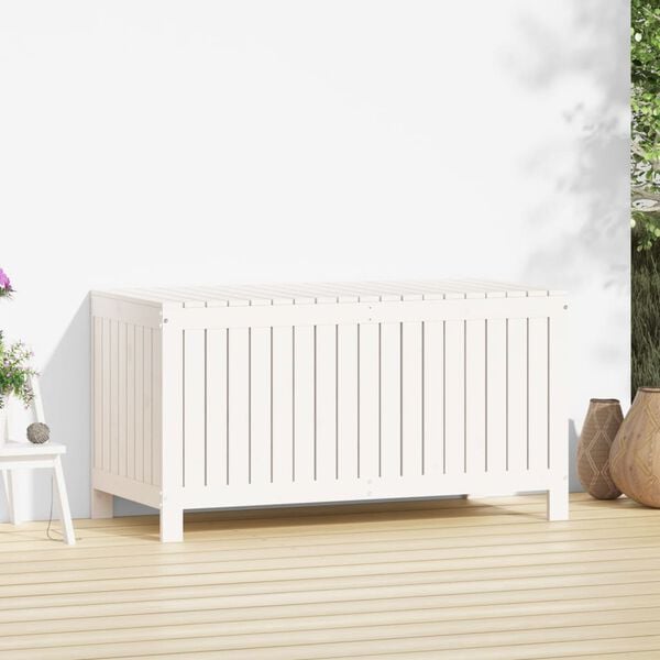 vidaXL Garden Storage Box White 121x55x64 cm Solid Wood Pine