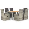 vidaXL 7 Piece Garden Dining Set Grey Poly Rattan&Solid Wood Acacia