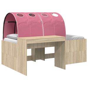 vidaXL Bed with Tunnel 3 pcs Sonoma Oak and Pink Engineered Wood