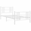 vidaXL Metal Bed Frame without Mattress with Footboard White 90x200cm