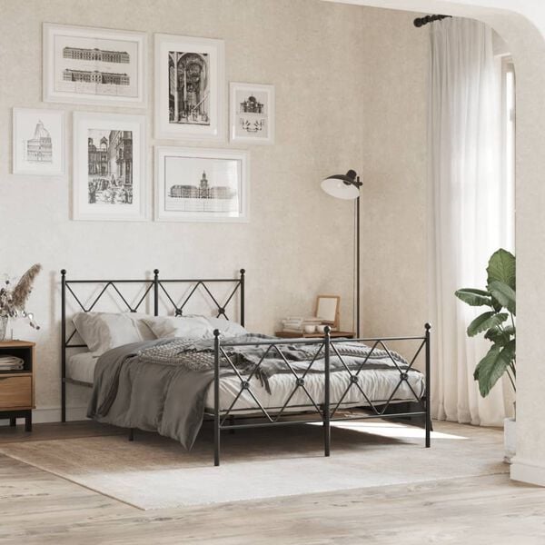 vidaXL Metal Replace Headboard Black 120cm