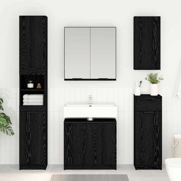 vidaXL Bathroom Cabinet Black Oak 64.5 x 33.5 x 59 cm Engineered Wood