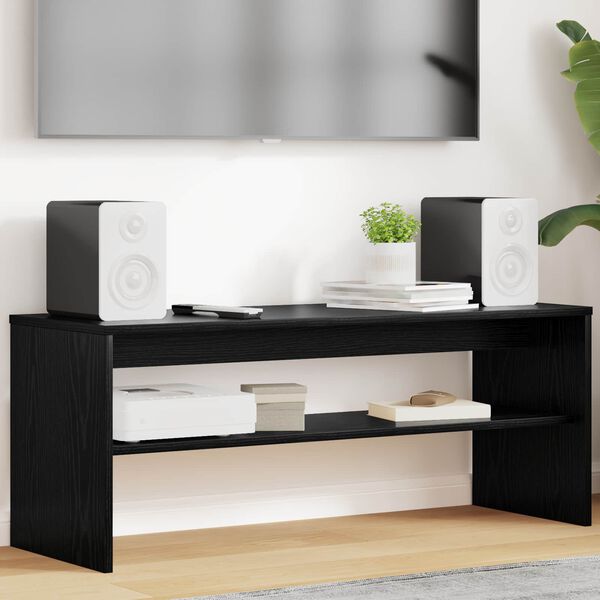 vidaXL TV Cabinet Black Oak 100 x 35 x 40 cm Engineered Wood