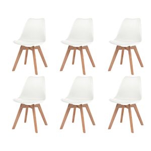 vidaXL Dining Chairs 6 pcs White Plastic