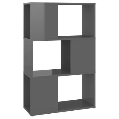 vidaXL Book Cabinet Room Divider High Gloss Grey 60x24x94 cm Engineered Wood