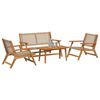 vidaXL Garden Chairs with Table 4 pcs Beige 90 x 45 x 40 cm