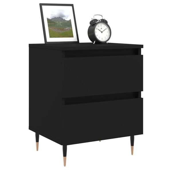 vidaXL Bedside Cabinet Black 40x35x50 cm Engineered Wood