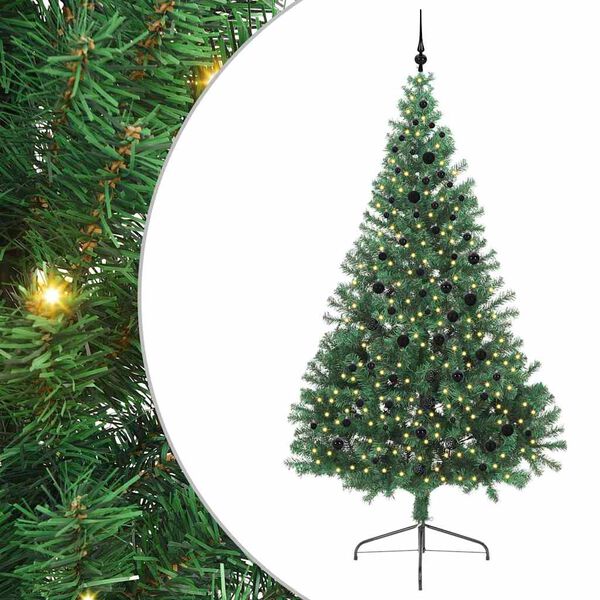 vidaXL Artificial Pre-lit Christmas Tree Green 240 cm PVC