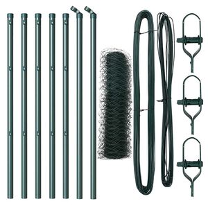 vidaXL Hexagonal Fence Ground Fix 10 x 0.8 m PVC-Coated Steel Green