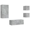 vidaXL 5 Piece TV Wall Units with LED Concrete Grey Engineered Wood