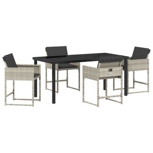 vidaXL Garden Dining Set 5 pcs Light Grey Poly Rattan