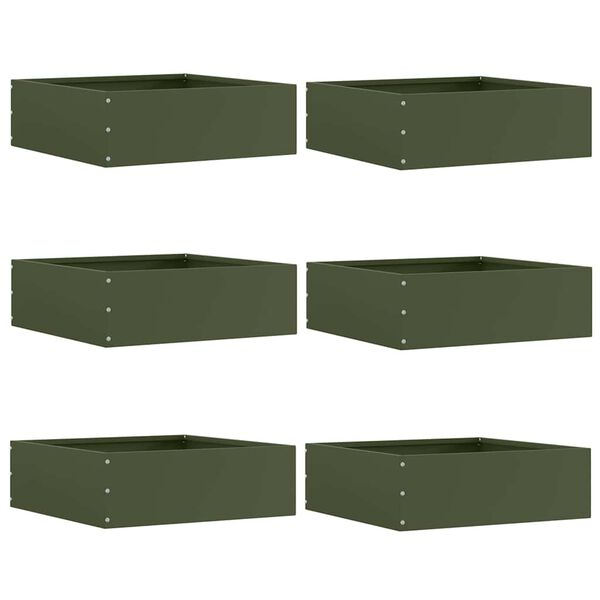 vidaXL Lawn Edging 6 pcs Olive Green 40 x 40 x 13 cm Steel