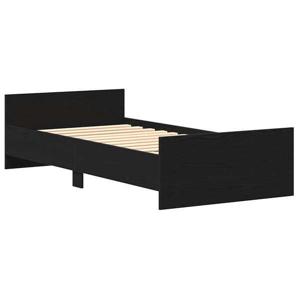 vidaXL Bed Frame without Mattress Black Oak 75x190 cm Engineered Wood