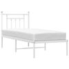 vidaXL Metal Bed Frame without Mattress with Headboard White 75x190cm
