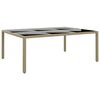 vidaXL Garden Table | Beige | Poly rattan, powder-coated steel, tempered glass