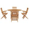 vidaXL Garden Dining Set Folding 5 pcs Brown Solid Teak wood