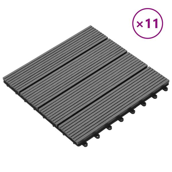 vidaXL Decking Tile 11 pcs Grey 30 x 30 cm WPC