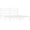vidaXL Metal Bed Frame without Mattress with Headboard White 150x200cm