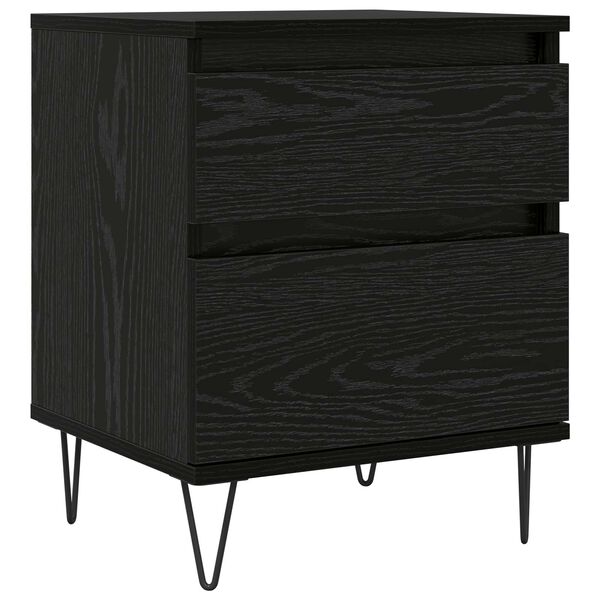 vidaXL Bed Cabinet Black Oak 40 x 35 x 50 cm Engineered Wood