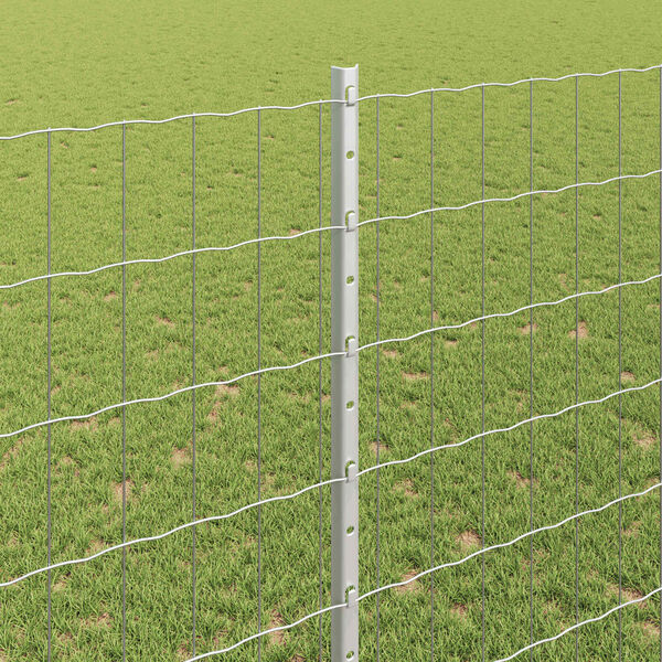 vidaXL Fence with Post Silver 1.4 x 10 m Steel