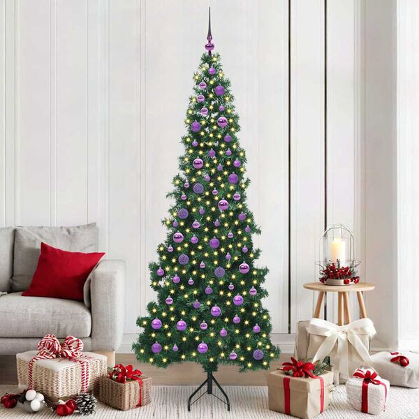 vidaXL Corner Artificial Christmas Tree Green 210 cm PVC and Metal