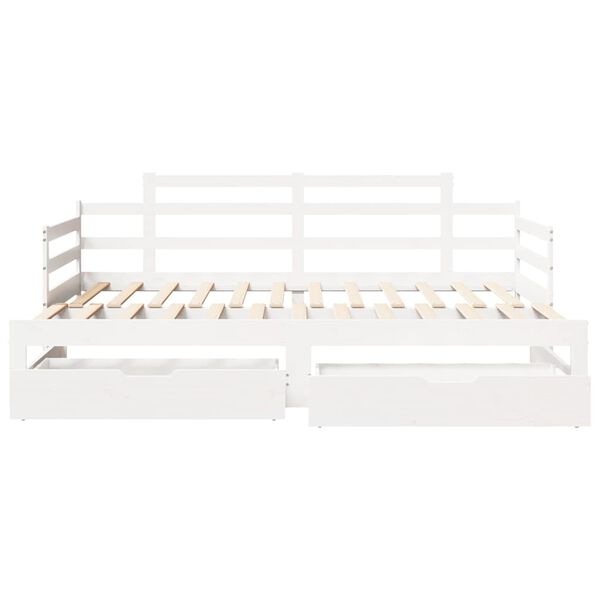 vidaXL Daybed with Trundle and Drawers without Mattress White 80x200 cm