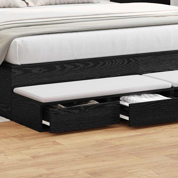 vidaXL Bed Drawers Black Oak 180 x 36.5 x 16.5 cm Engineered Wood