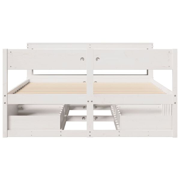 vidaXL Bed Frame without Mattress White 135x190 cm Double Solid Wood Pine