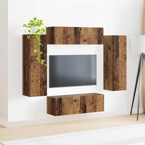 vidaXL Wall-mounted 4 pcs Old Wood