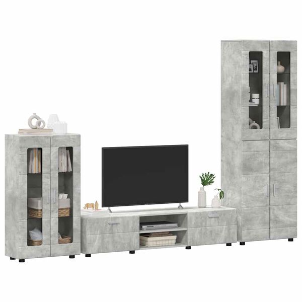 vidaXL TV Cabinet Set with Drawer FLORIN Concrete Grey Engineered Wood