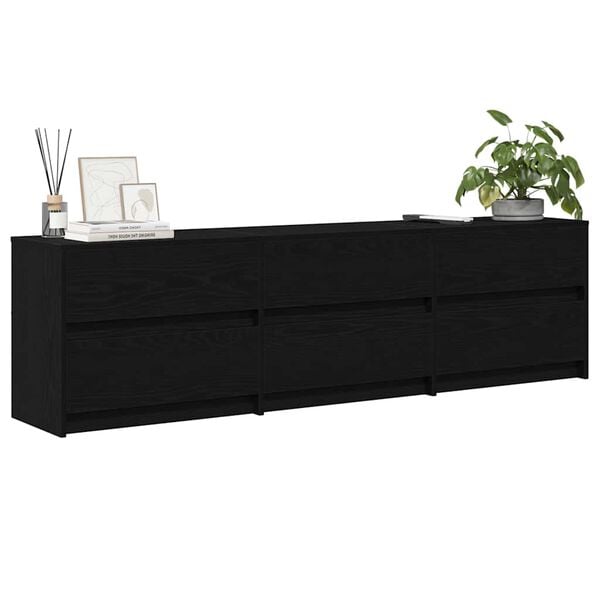 vidaXL TV Units 2 pcs Black Oak 180 x 34 x 50 cm Engineered Wood