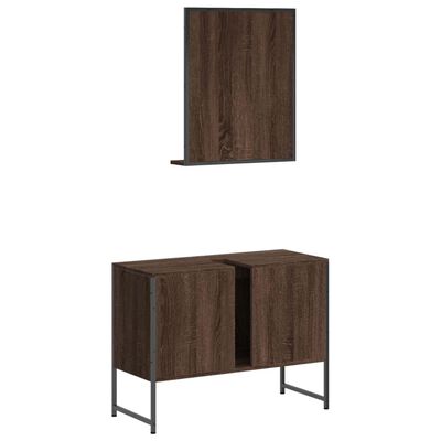 vidaXL 2 Piece Bathroom Cabinet Set Brown Oak Engineered Wood