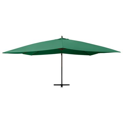 vidaXL Cantilever Umbrella with Wooden Pole 400x300 cm Green