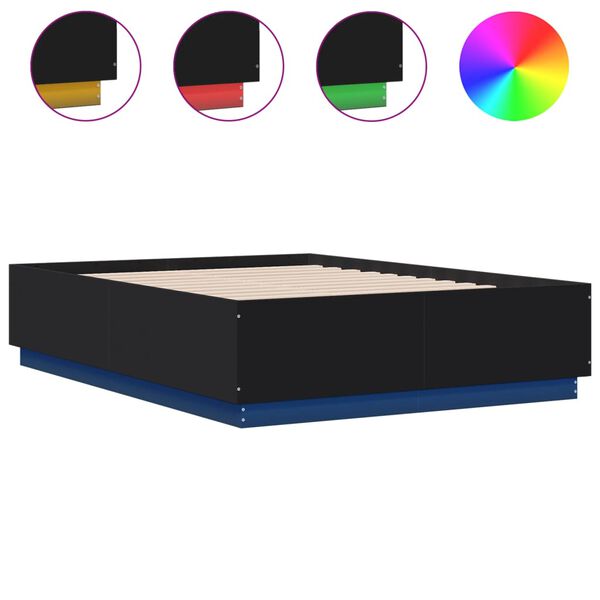 vidaXL Bed Frame with LED without Mattress Black 120x190 cm Small Double