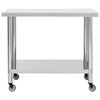 vidaXL Kitchen Work Table with Wheels 100x60x85 cm Stainless Steel