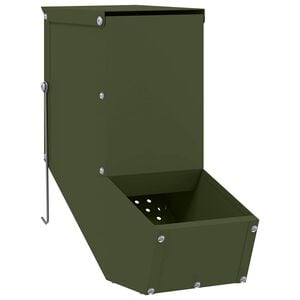 vidaXL Rabbit Feeder Olive Green 12.5 x 26 x 28.5 cm Cold-Rolled Steel