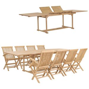 vidaXL 9 Piece Garden Dining Set 180-280x100x75 cm Solid Teak Wood