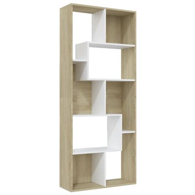 vidaXL Book Cabinet White and Sonoma Oak 67x24x161 cm Chipboard