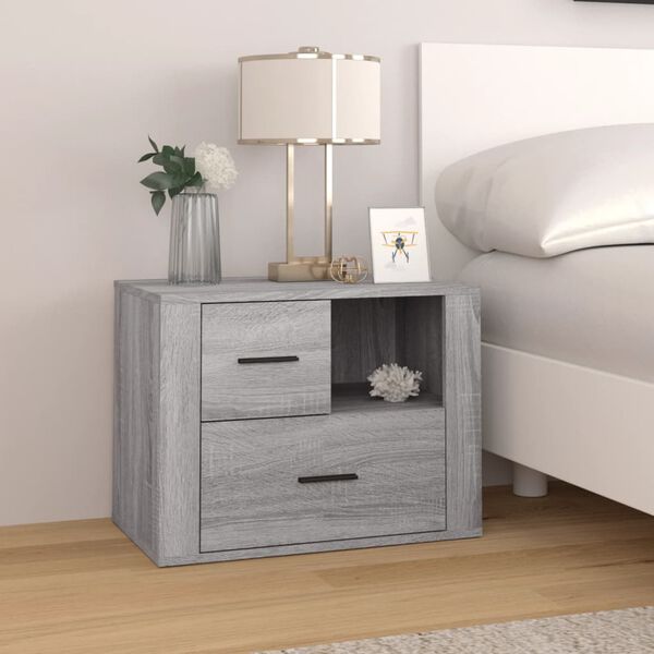 vidaXL Bedside Cabinet Grey Sonoma 60x36x45 cm Engineered Wood