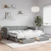 vidaXL Daybed with Trundle and Drawers Light Grey 90x190 cm Fabric
