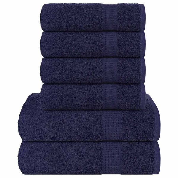 vidaXL 6 Piece Towel Set "FROGN" Navy Blue 360 gsm