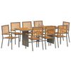 vidaXL Garden Dining Set 9 pcs Grey and Brown Poly Rattan