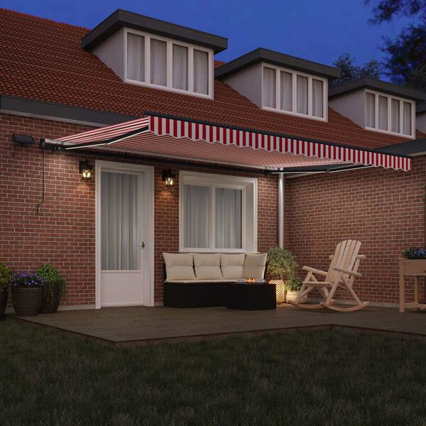 vidaXL Retractable Awning Manual Red and white 450 x 350 cm Fabric