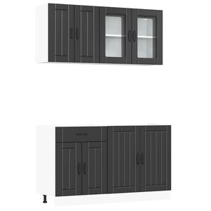 vidaXL 4 Piece Kitchen Cabinet Set "Lucca" Black Engineered Wood