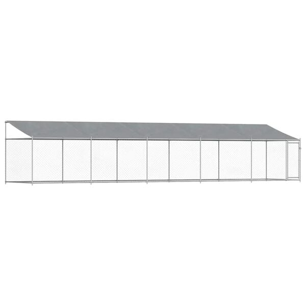vidaXL Dog Cage with Roof and Door Grey 10x2x2 m Galvanised Steel