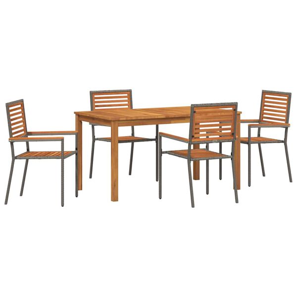 vidaXL Garden Dining Set 5 pcs Grey Solid Acacia Wood